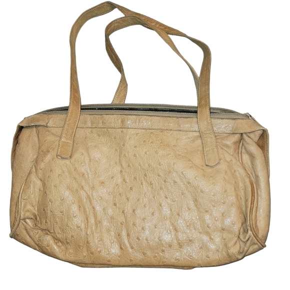 Vintage Halston Ostrich Leather Bag Tan - Picture 1 of 4